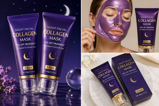 Night Facial Collagen Mask | Peel Off Treatment for Radiant & Smooth Skin | 2-Pack