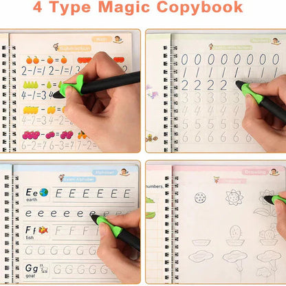 Sank Magic Practice Copybook (4 Book + 10 Refill++1 Pen)