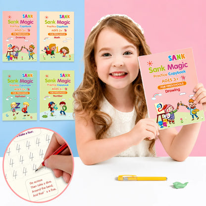 Magic Practice Copybook (4 Book + 10 Refill++1 Pen)